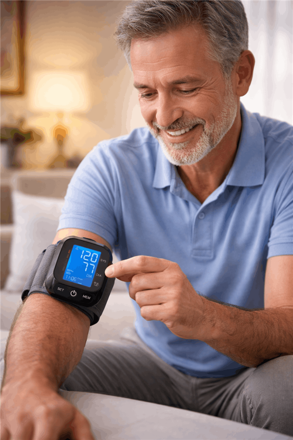 VitalXCare Wrist Blood Pressure Monitor VXC-BP100 - FDA Standard Home Health Monitoring Device with Blue LCD Display